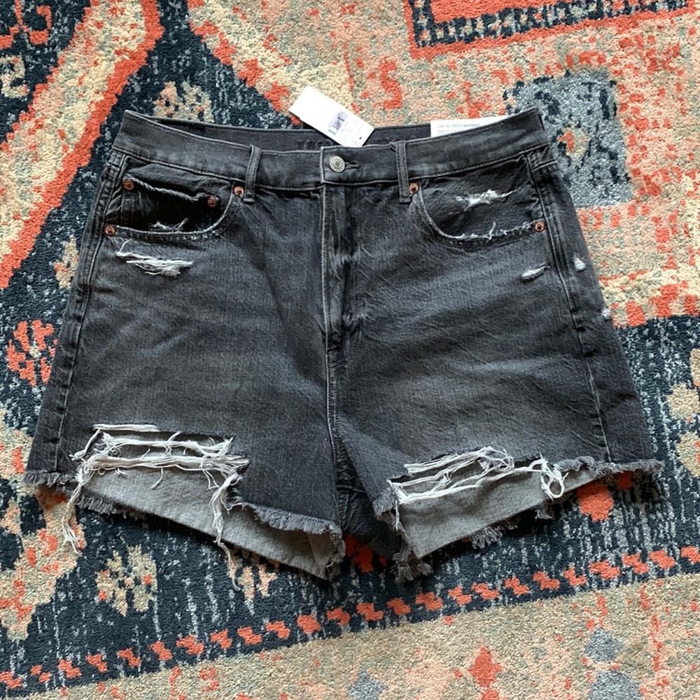 American Eagle Outfitters Black High Waist Denim Shorts